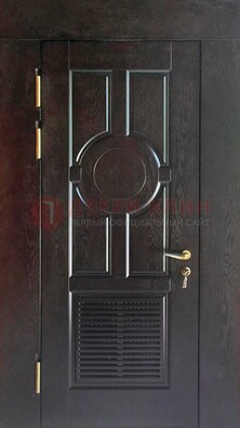 Входная темная дверь винорит с решеткой ДВТ-250